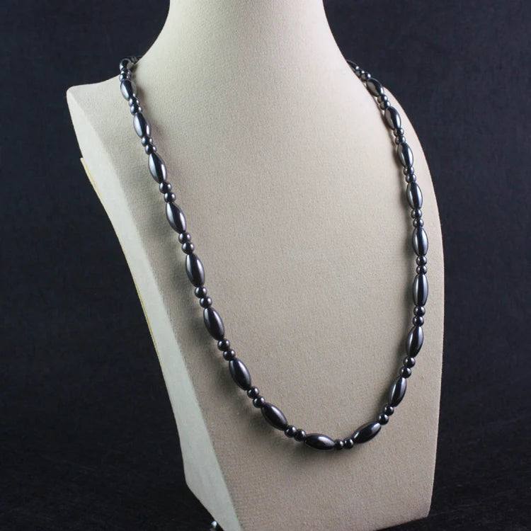 Magnetic Hematite Oval Beads Necklace for Men and Women
