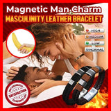 Men's Magnetic Leather Bracelet Stainless Steel Rope Wrap