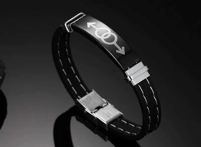 Magnetic Men's Bracelet Gay Pride Stainless Steel Silicone Bracelets