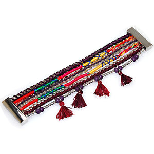 Brazilian Wrap Magnetic Bracelet with Pompom Tassel B50797