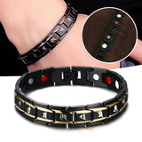 Men's Titanium Steel Bracelet with Magnets - Charming Metal Bangle