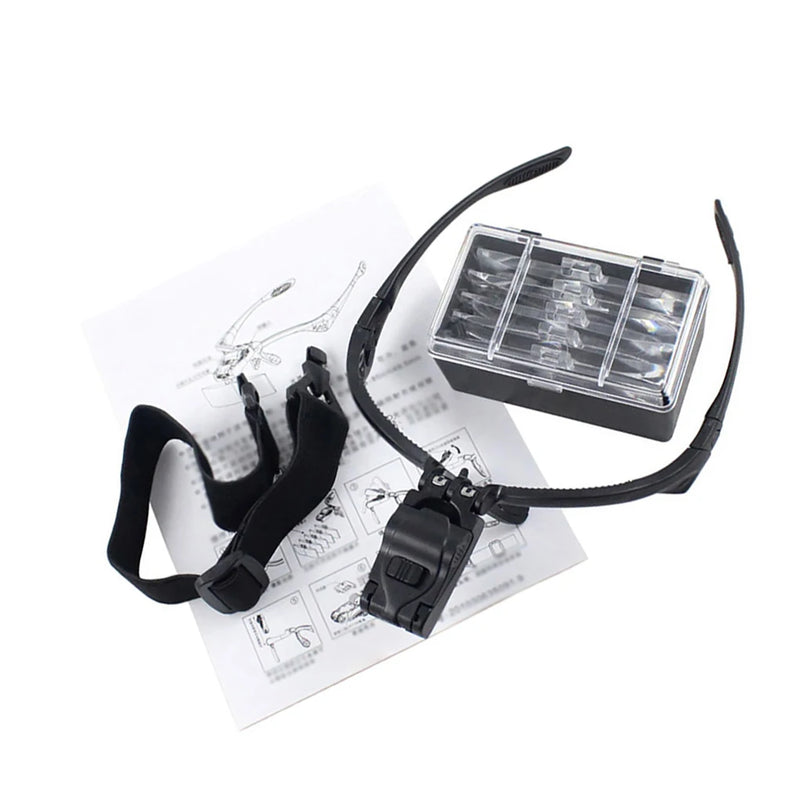 Head Mounted Illuminated Magnifying Visor for Reading and Repairing