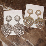 Rhinestone Heart Pendant Earrings Women Jewelry Show Accessories