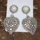 Rhinestone Heart Pendant Earrings Women Jewelry Show Accessories