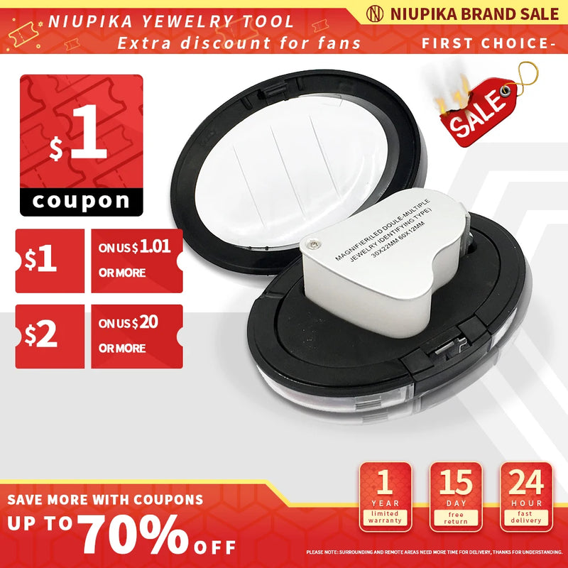 High Magnification LED Magnifying Glass 30X 60X for Jewelry Appraisal