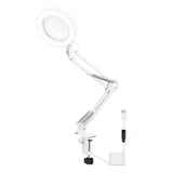 Desk Light Magnifying Glass with Swivel Arm, Clamp onto Table