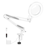 Desk Light Magnifying Glass with Swivel Arm, Clamp onto Table