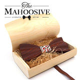 Wood Bow Tie Box with Lid and Lock