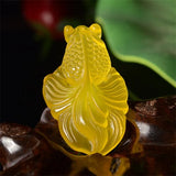 Hand Carved Jade Agate Goldfish Necklace Pendant