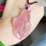 Hand Carved Jade Agate Goldfish Necklace Pendant