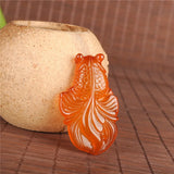 Hand Carved Jade Agate Goldfish Necklace Pendant
