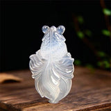 Hand Carved Jade Agate Goldfish Necklace Pendant