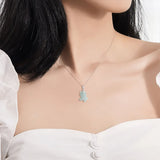 Hand Carved Jade Silver Inlay Zodiac Tiger Emerald Necklace Pendant