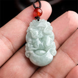 Hand Carved Jade Rat Zodiac Emerald Necklace Pendant