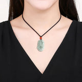 Hand Carved Jade Rat Zodiac Emerald Necklace Pendant