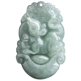 Hand Carved Jade Rat Zodiac Emerald Necklace Pendant