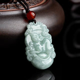 Hand Carved Jade Rat Zodiac Emerald Necklace Pendant