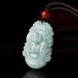 Hand Carved Jade Rat Zodiac Emerald Necklace Pendant