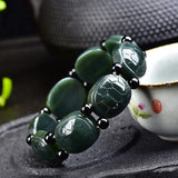 Cyan Jade Fushou Turtle Bracelet Bangles Charm Jewelry Men Women Couple Gift