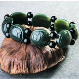 Cyan Jade Fushou Turtle Bracelet Bangles Charm Jewelry Men Women Couple Gift