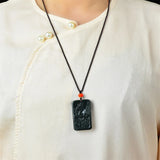 Cyan Jade Phoenix Symbol of Happiness Necklace Pendant