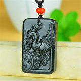 Cyan Jade Phoenix Symbol of Happiness Necklace Pendant