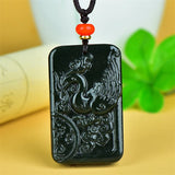 Cyan Jade Phoenix Symbol of Happiness Necklace Pendant