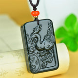 Cyan Jade Phoenix Symbol of Happiness Necklace Pendant