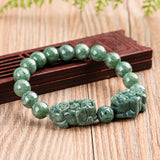 Jade Pixiu Bracelet Green Emerald Bangles Men Women Couple