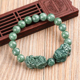 Jade Pixiu Bracelet Green Emerald Bangles Men Women Couple