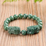 Jade Pixiu Bracelet Green Emerald Bangles Men Women Couple