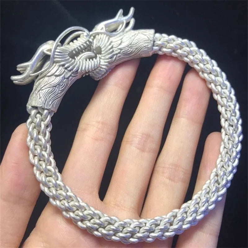 Tibetan Silver Dragon Head Bracelet Bangle Charm Jewelry