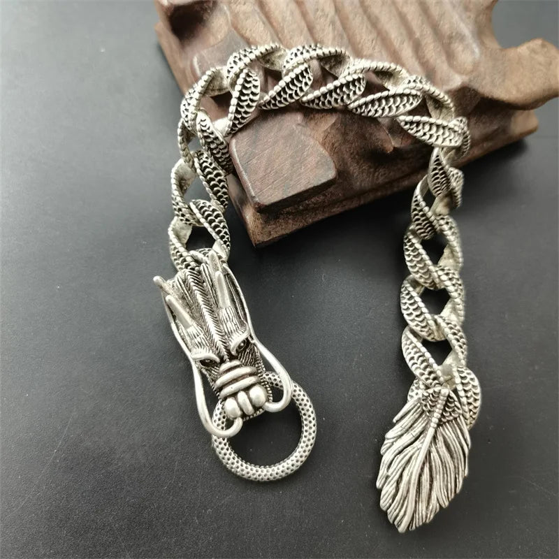 Tibetan Silver Dragon Head Bracelet Bangle Gift