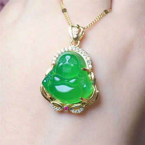 Chalcedony Buddha Necklace Pendant Personalized Jewelry Men Women Couple Gift