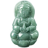 Hand Carved Jade Guanyin Buddha Emerald Necklace Pendant