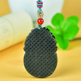 Cyan Jade Lion Pingan Buckle Pendant Necklace Charm Jewelry Couple