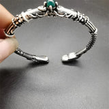 Tibetan Silver Chalcedony Bracelet Bangles Men Women Gift