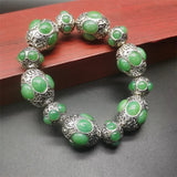 Tibetan Silver Inlaid Gems Bracelet Fashion Bangles Men Women Couple Gift