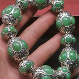 Tibetan Silver Inlaid Gems Bracelet Fashion Bangles Men Women Couple Gift