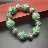 Tibetan Silver Inlaid Gems Bracelet Fashion Bangles Men Women Couple Gift