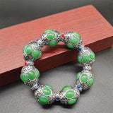 Tibetan Silver Inlaid Gems Bracelet Fashion Jewelry MenWomen Gift
