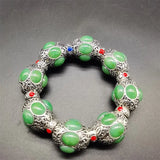 Tibetan Silver Inlaid Gems Bracelet Fashion Jewelry MenWomen Gift