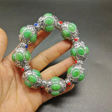 Tibetan Silver Inlaid Gems Bracelet Fashion Jewelry MenWomen Gift