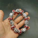 Tibetan Silver Red Bracelet Bangles Workmanship Men Women Couple Gift