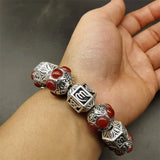 Tibetan Silver Red Bracelet Bangles Workmanship Men Women Couple Gift