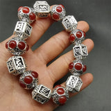 Tibetan Silver Red Bracelet Bangles Workmanship Men Women Couple Gift