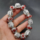 Tibetan Silver Red Bracelet Bangles Workmanship Men Women Couple Gift