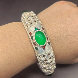 Tibetan Silver Gem Bracelet Bangles Charm Jewelry Men Women Couple Gift