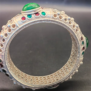 Tibetan Silver Gem Bracelet Bangles Charm Jewelry Men Women Couple Gift