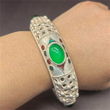 Tibetan Silver Gem Bracelet Bangles Charm Jewelry Men Women Couple Gift